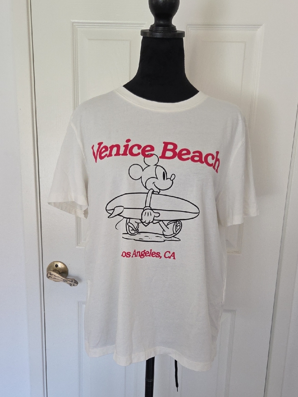 H&M White Venice Beach Graphic Tee with Red Print